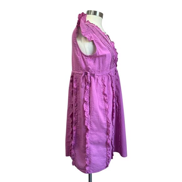 Banjanan Chandra 100% Cotton Ruffle Tiered Sleeveless Midi Dress Pink M - Picture 3 of 10